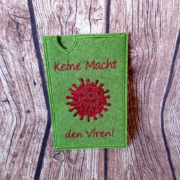 Impfpasshülle Virus, Individuell bestickte Impfpasshülle, Filzhülle für den Impfpass, Geschenkidee, Motivauswahl und verschiedene Größen für den Impfpass