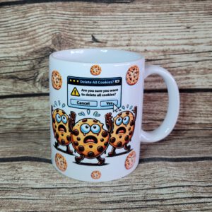 Tasse Cookies, Fototasse, bedruckte Tasse mit Wunschmotiv in Sublimationsdruck – Tassendruck. Geschenkidee, Delete all Cookies